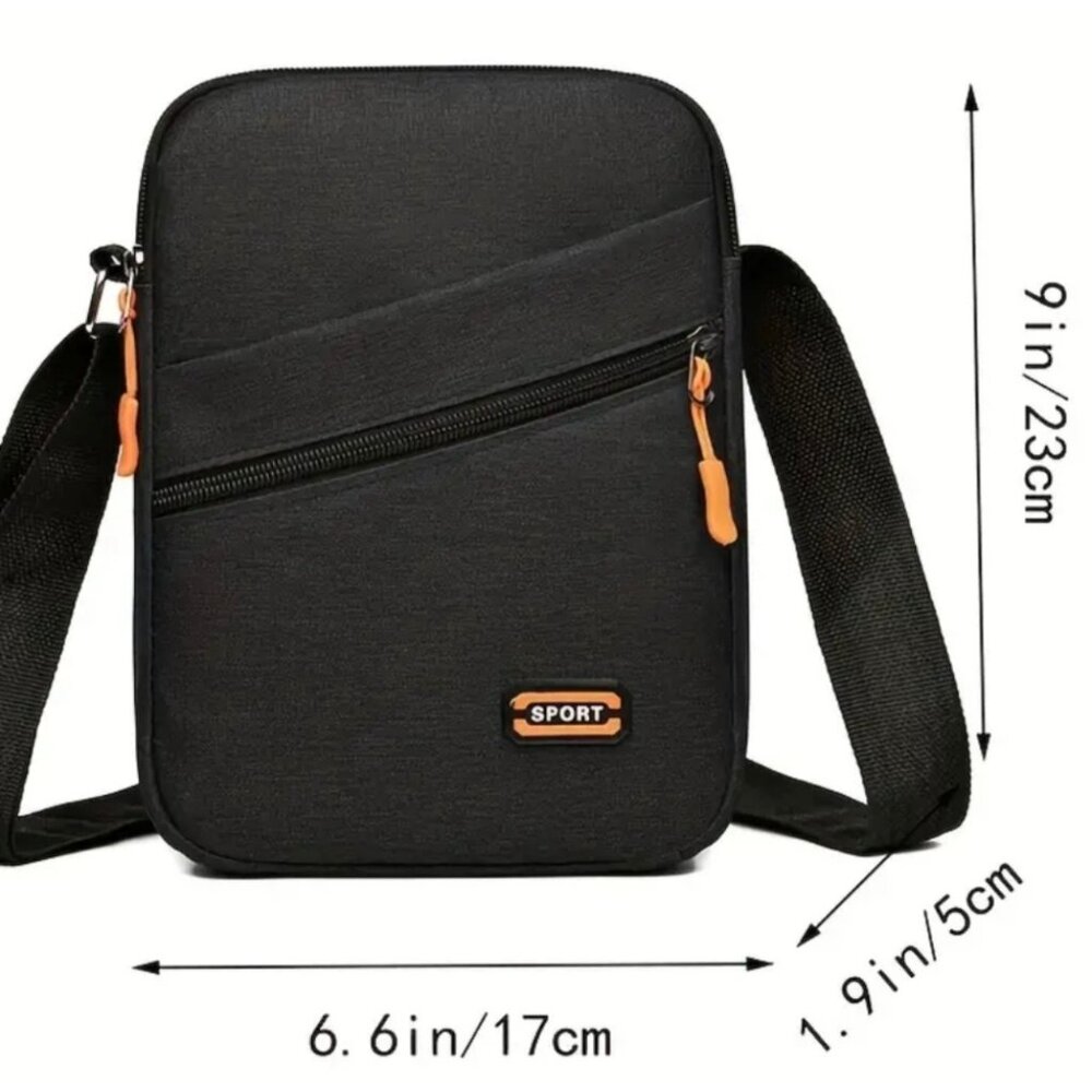 Navy Blue Crossbody Messenger Shoulder Bag 6.6" X 9"in  With Zippered Pocket and - Picture 3 of 3